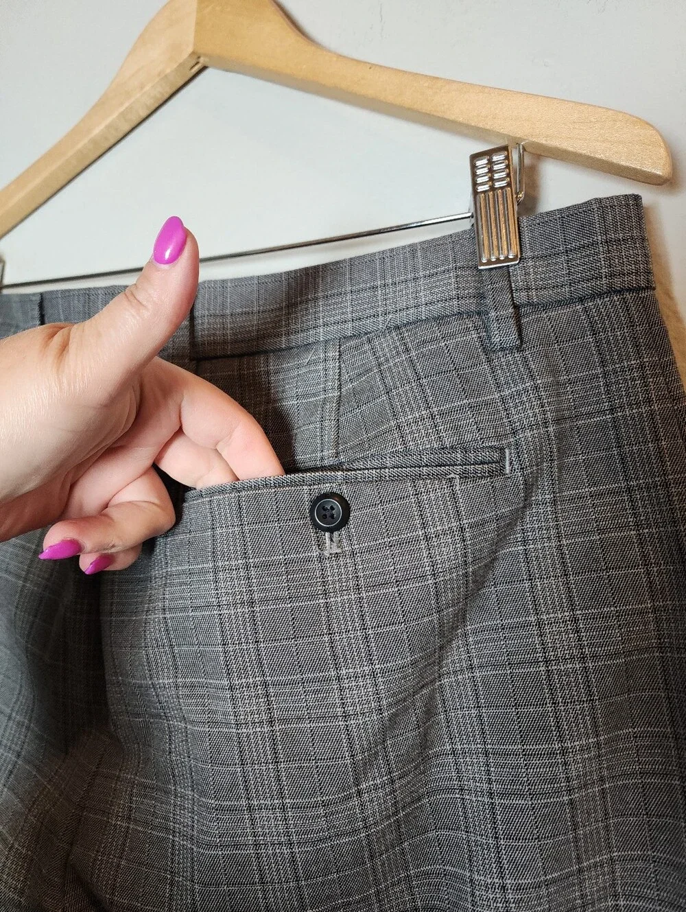 NWT Banana Republic Slim Tapered Grey Plaid Pants Men's Size 35 28